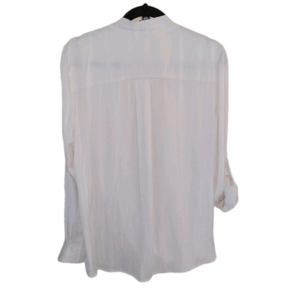 Torrid Cream Long Roll Tab Sleeve Faux Wrap Pullover 2 - Picture 2 of 9